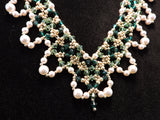 Swarovski Pearl and Green Crystal Party Necklace