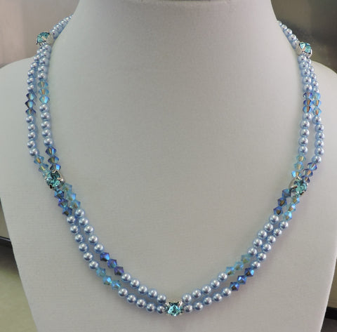 Swarovski Blue Pearl and Crystal Necklace