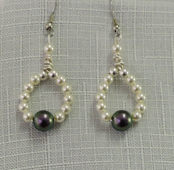 Purple and Cream Pearl Dangle Earrings