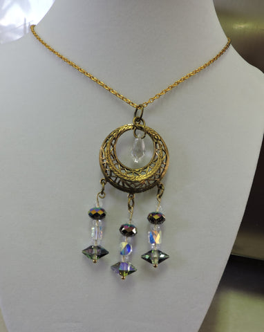 Vintage Gold Pendant with Swarovski Crystals