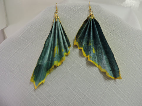 Eco-Friendly Turquoise Paper Pleated Dangle Earrings