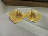 24K Gold Aspen Leaf with Pine cones Dangle Earrings