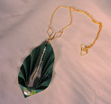 Eco Friendly Shaded Teal/Yellow Paper Bag Pleated Pendant and Dangle Earring Set