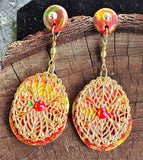 Mullti-colored Clay and Filigree Dangle Earrings