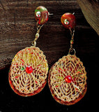 Mullti-colored Clay and Filigree Dangle Earrings