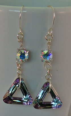 Swarovski Crystal Stunning Opalescent Purple Dangle Earrings