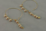 Swarovski Pearls on Gold Wire Hoop Dangle Earrings