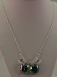 Multi-Colored Glass Stone with Swarovski Clear Crystal Necklace