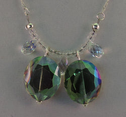 Multi-Colored Glass Stone with Swarovski Clear Crystal Necklace