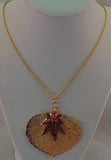 Gold Aspen Leaf with Copper Maple Leaf Pendant