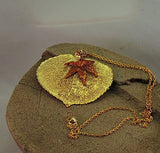 Gold Aspen Leaf with Copper Maple Leaf Pendant