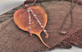 Copper Bodhi Leaf with Swarovski Pearls Pendant