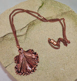 Copper Kale Leaf Pendant and Earring Set