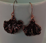 Copper Kale Leaf Dangle Earrings