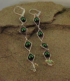 Swarovski Green Pearl and Spike Dangle Crystal Earrings