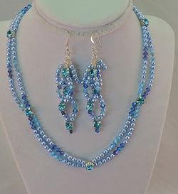 Swarovski Blue Necklace and Dangle Earring Set