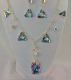 Swarovski Crystal Opalescent Purple Necklace & Dangle Earring Set