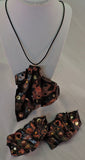 Eco Friendly Copper over Black Paper Bag Earrings & Pendant Set