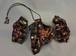 Eco Friendly Copper over Black Paper Bag Earrings & Pendant Set