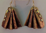 Eco Antigue Gold Paper Bag w/Gold Bead Dangle Earrings