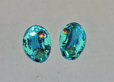 Shades of Blue Green Marbelized Clay Post Earrings with Swarovski Crystal