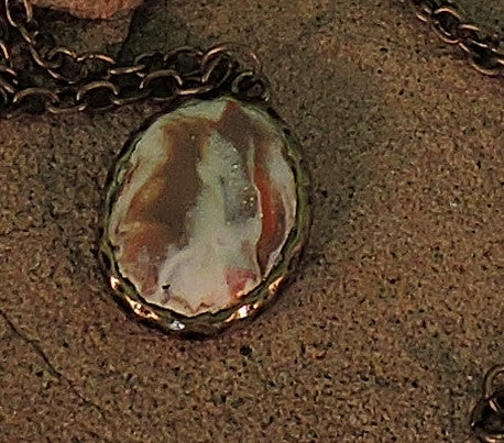 Marbled Copper, Bronze and White Sparkle Clay Dangle Pendant