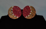 Clay Copper and Gold with Rhinestones Earrings