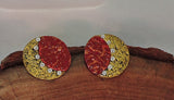 Clay Copper and Gold with Rhinestones Earrings