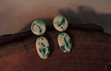 Turquoise and Sparkle White Marbled Clay Dangle Earrings