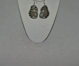 Silver Clay with Black and Silver Beads Dangle Earrings