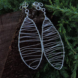 Wire Wrapped Open Weave Silver Dangle  Earrings