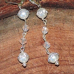 Swarovski Crystal and Pearl Dangle Earrings