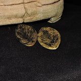 Gold Clay Leaf with Black Stippling Post Earrings