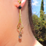 Gold w/Swarovski Crystals Dangle Earrings