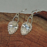 Silver Beaded CZ Dangle Earrings with a Swarovski Crystal