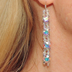 Swarovski Rhodium Plated Crystal AB Dangle Earrings