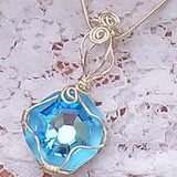 Swarovski Blue Crystal Enhancer/Pendant and Dangle Earring Set