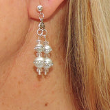 White Pearl and Swarovski Crystal Necklace and Dangle Earrings Set