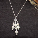 White Pearl and Swarovski Crystal Necklace and Dangle Earrings Set