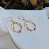 Gold Hoop and Swarovski Crystals and Pearls Dangle Earrings