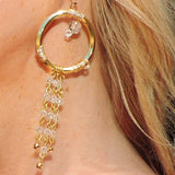 Gold and Crystal Hoop Dangle Earrings with Swarovski Crystal Bead