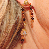 Gold Filligree Bead with Swarovski Crystals Dangle Earrings