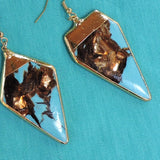 24K Gold Edging on Turquoise & Copper Stone  Dangle Earrings