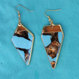 24K Gold Edging on Turquoise & Copper Stone  Dangle Earrings