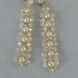 Swarovski Pearls and Crystal AB Bicones w/Gold Beads Dangle Earrings