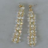 Swarovski Pearls and Crystal AB Bicones w/Gold Beads Dangle Earrings