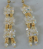 Swsarovski Crystal AB Bicone and Gold Bead Dangle Eearrings