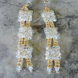 Swsarovski Crystal AB Bicone and Gold Bead Dangle Eearrings