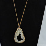 24K Gold on White Druzy Pendant