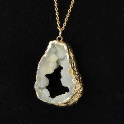 24K Gold on White Druzy Pendant